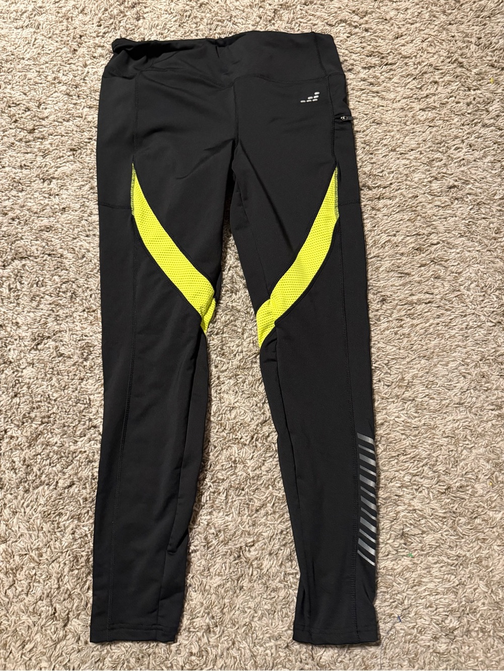 bcg Black Running Leggings with Reflective Logo